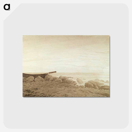 アートポストカード-Boat on the Shore. Moonrise - カスパー ダーヴィト フリードリヒ Postcard.