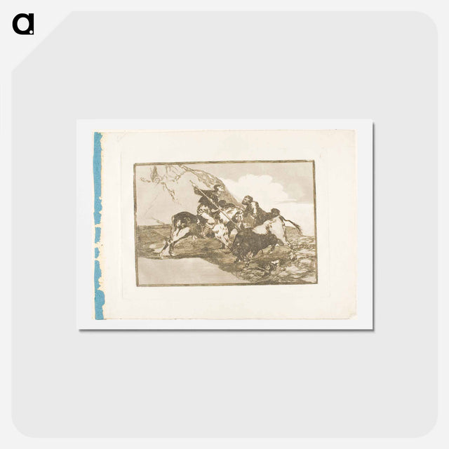 アートポストカード-The Way in Which the Ancient Spaniards Hunted Bulls on Horseback in the Open Country - フランシスコ デ ゴヤ Postcard.