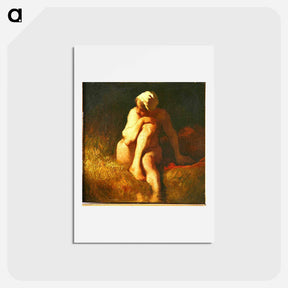 アートポストカード-Naked peasant girl at the river - ジャン フランソワ ミレー Postcard.