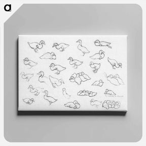アートパネル-Study sketch of ducks - ユリー デ フラーハ Canvas.