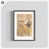 The Oiran Kasugano of Ogiya on Parade under Blossoming Cherry Trees - 喜多川 歌麿 Poster.