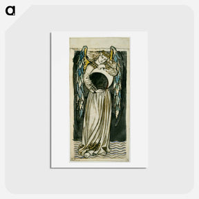 アートポストカード-William Morris - Night Angel Holding a Waning Moon - ウィリアム モリス Postcard.