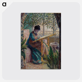アートポストカード-Madame Monet Embroidering - クロード モネ Postcard.