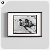 Mexican children playing in ditch which runs through company cotton camp near Corcoran, California - Dorothea Lange Poster.