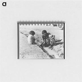 アートメモ帳-Mexican children playing in ditch which runs through company cotton camp near Corcoran, California - ドロテア ラング Memo.
