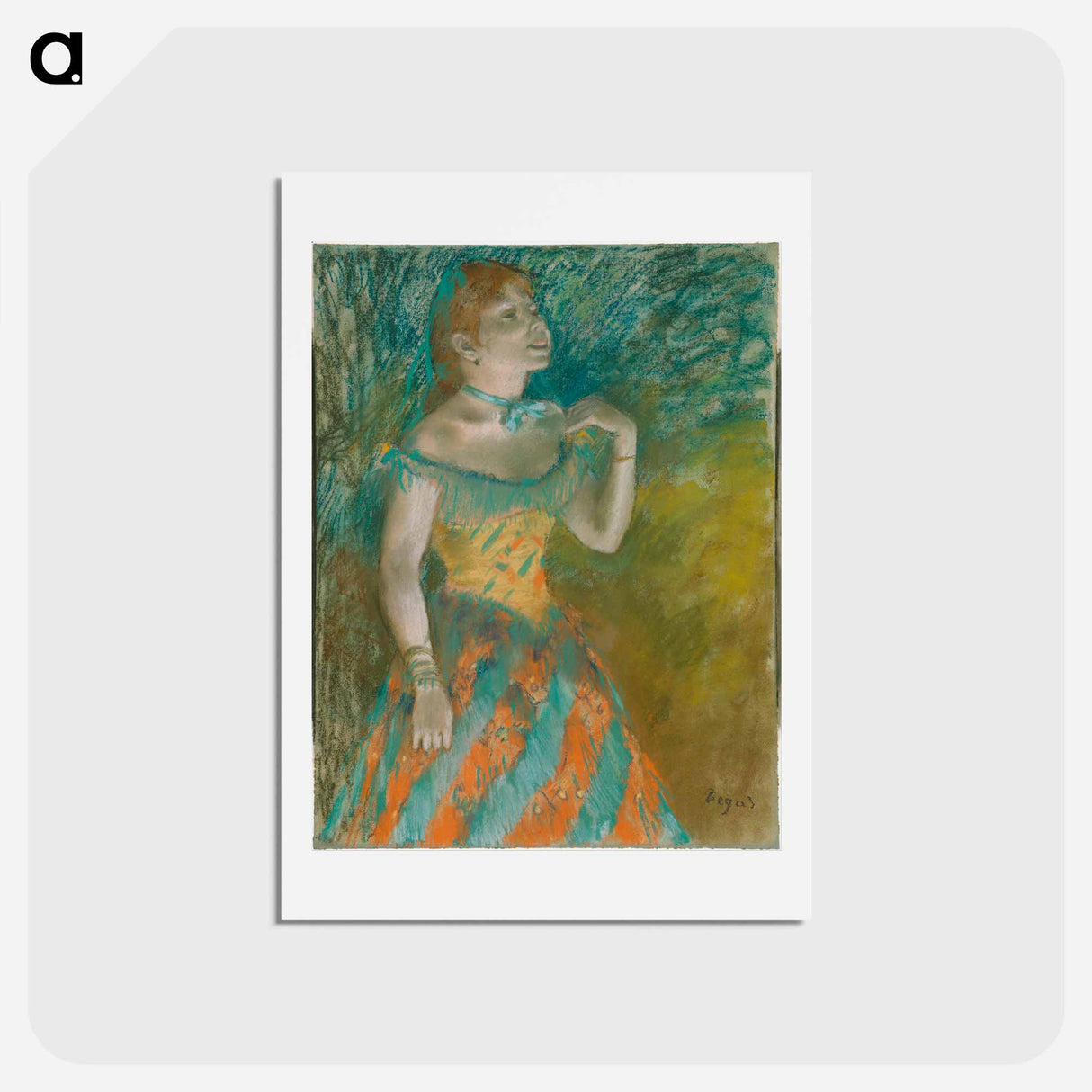 アートポストカード-The Singer in Green - エドガー ドガ Postcard.