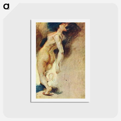 アートポストカード-Female Nude Killed from Behind - ウジェーヌ ドラクロワ Postcard.