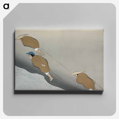 アートパネル-Fishermen from Momoyogusa–Flowers of a Hundred Generations - 神坂 雪佳 Canvas.