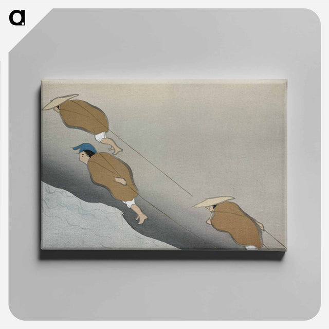 アートパネル-Fishermen from Momoyogusa–Flowers of a Hundred Generations - 神坂 雪佳 Canvas.