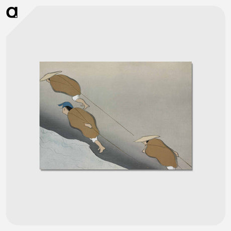 アートポストカード-Fishermen from Momoyogusa–Flowers of a Hundred Generations - 神坂 雪佳 Postcard.