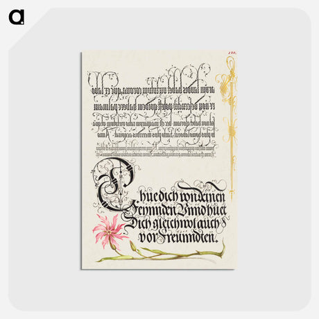 アートポストカード-Cuckoo Flower from Mira Calligraphiae Monumenta or The Model Book of Calligraphy
 - 書道のお手本 Postcard.