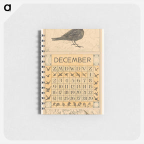 アートメモ帳-Kalenderblad december met zwarte lijster - テオ ヴァン ホイテマ Memo.