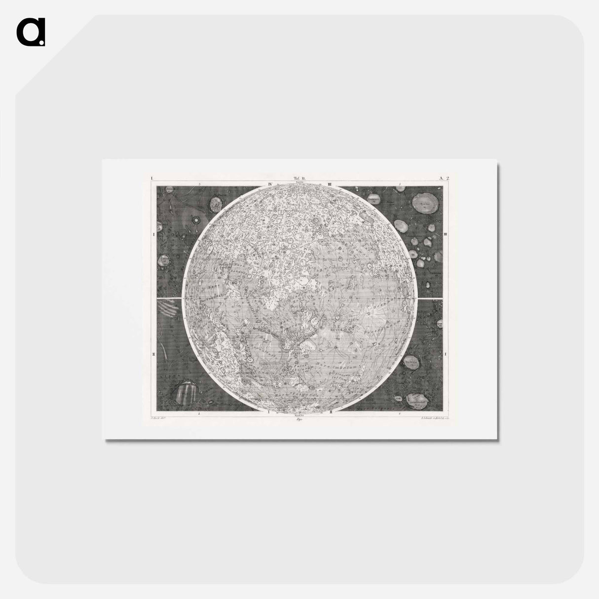 アートポストカード-Illustration of the moon - アンティーク地図 Postcard.