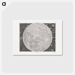 アートポストカード-Illustration of the moon - アンティーク地図 Postcard.