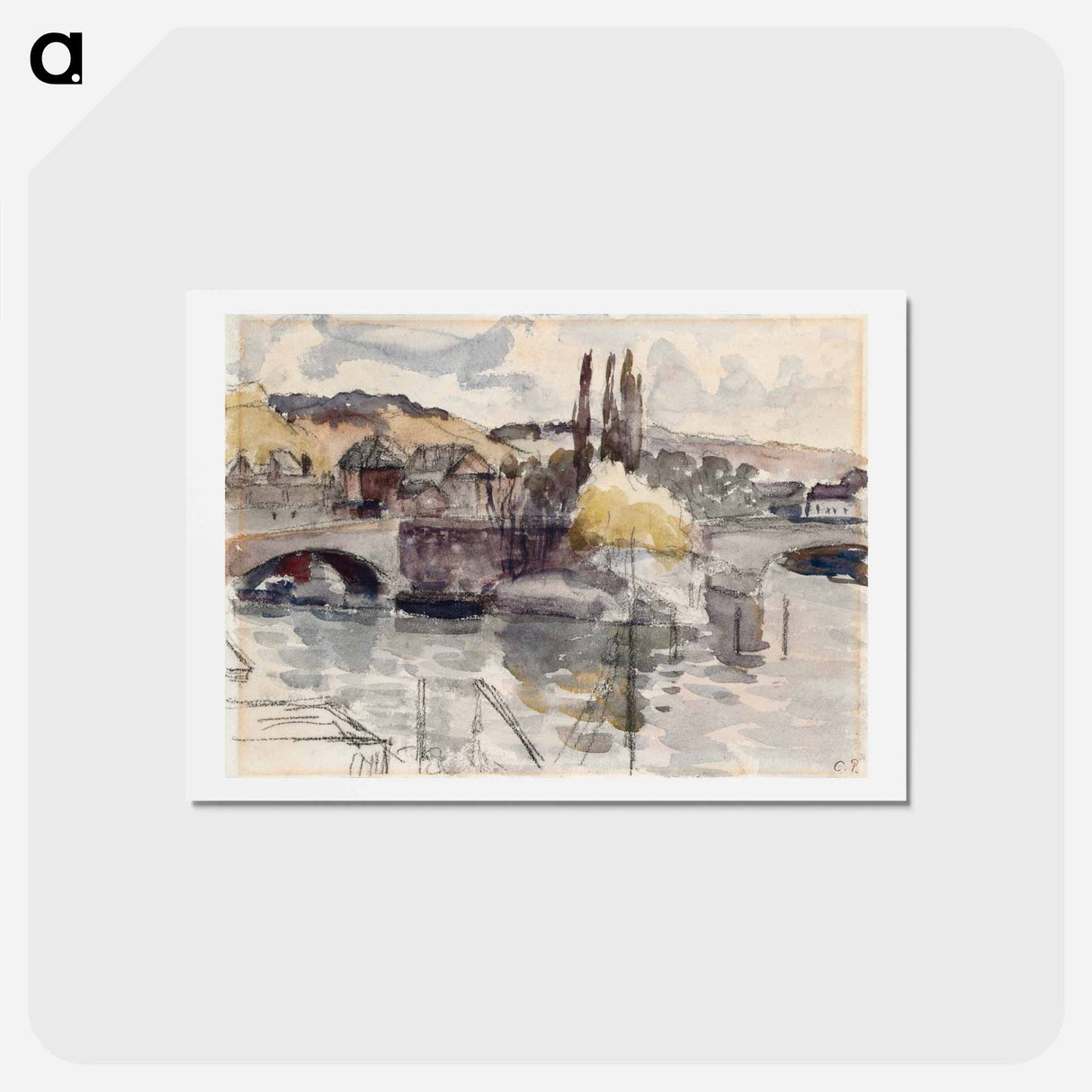 アートポストカード-Corneille Bridge in Rouen - カミーユ ピサロ Postcard.