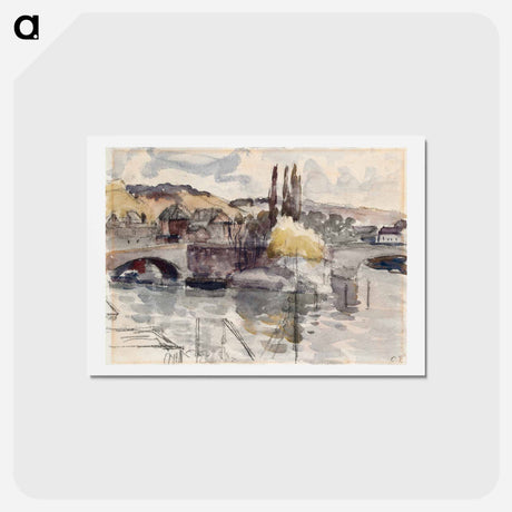 アートポストカード-Corneille Bridge in Rouen - カミーユ ピサロ Postcard.