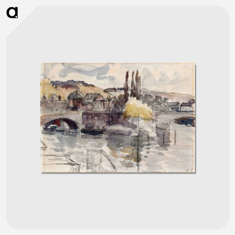 アートポストカード-Corneille Bridge in Rouen - カミーユ ピサロ Postcard.