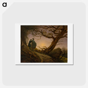 アートポストカード-Two Men Contemplating the Moon - カスパー ダーヴィト フリードリヒ Postcard.