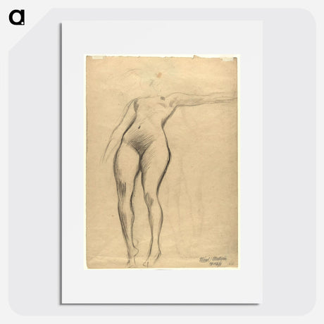 Two Studies of a Seated Nude with Long Hair - グスタフ クリムト Poster.