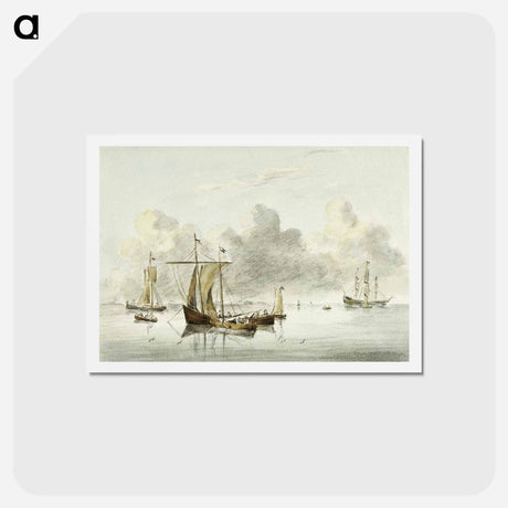アートポストカード-Boats in quiet water - ジャン ベルナール Postcard.