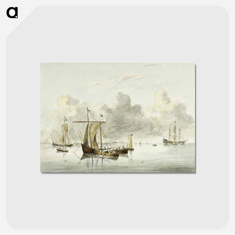 アートポストカード-Boats in quiet water - ジャン ベルナール Postcard.