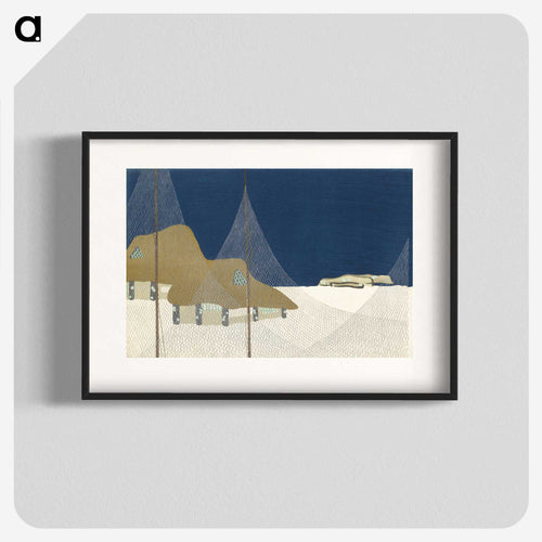 百々世草 漁村 - 神坂 雪佳 Poster.