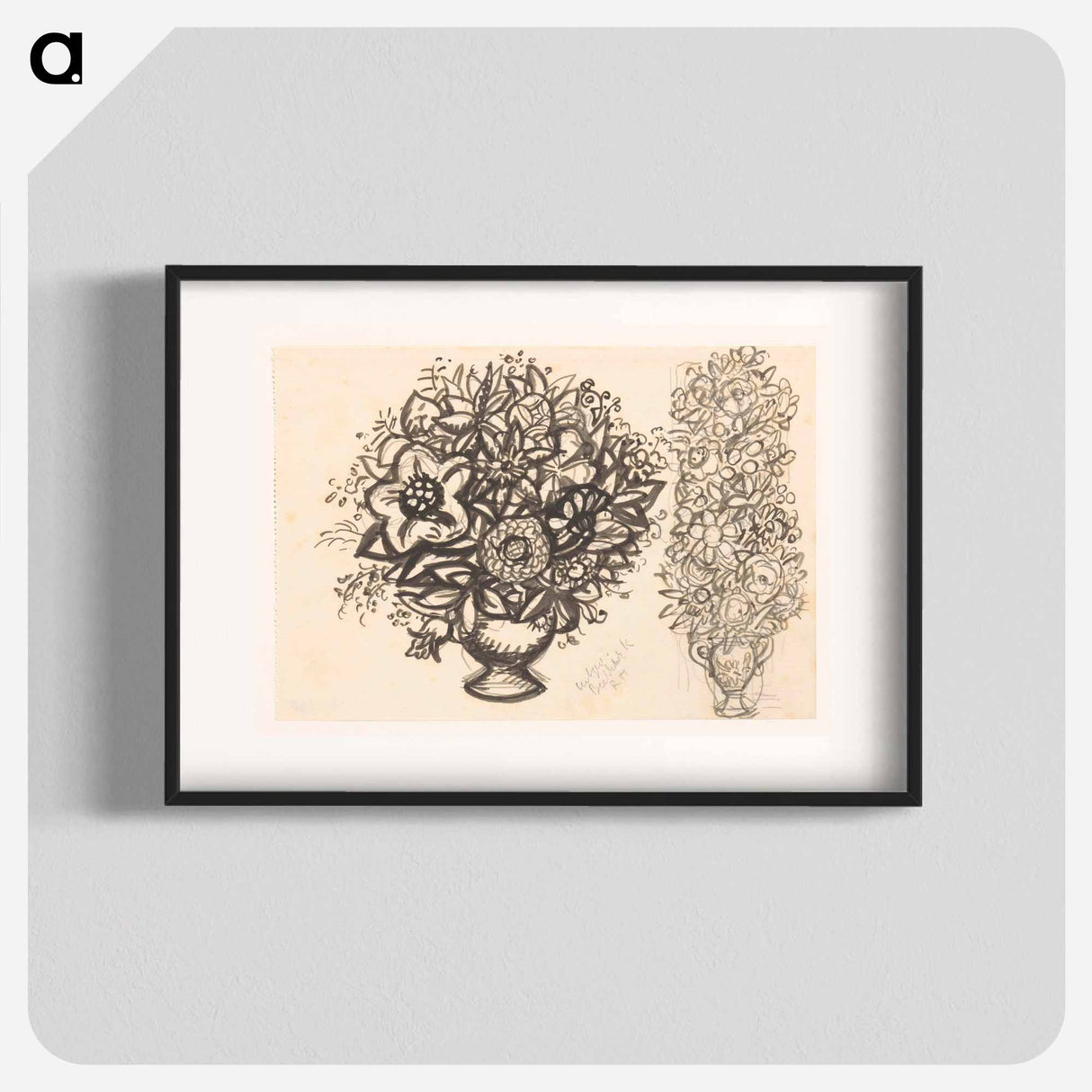 Twee studies van een vaas met bloemen - レオ ゲステル Poster.