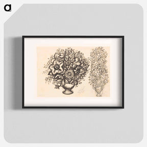 アートポスター-Twee studies van een vaas met bloemen - レオ ヘステル Poster.
