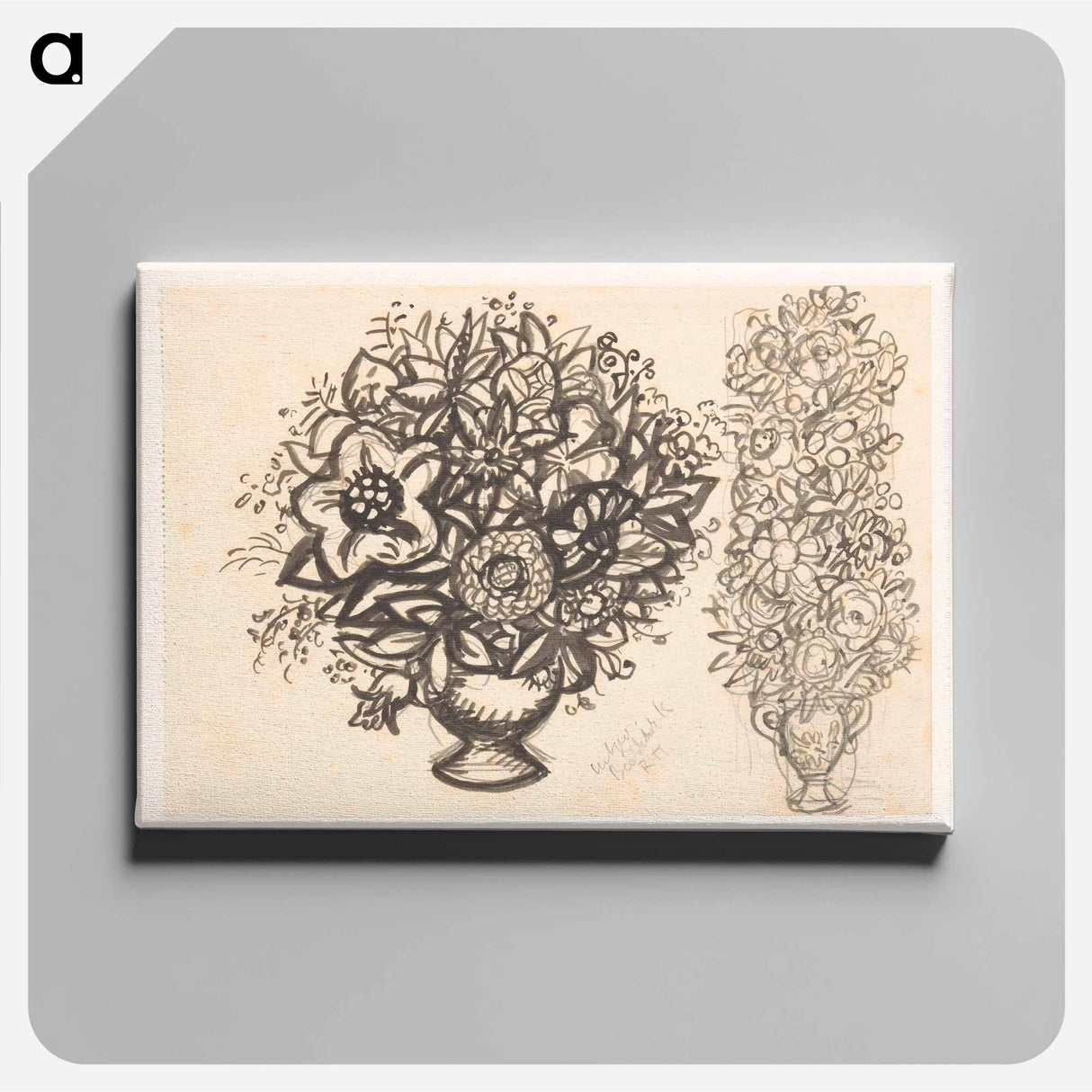 Twee studies van een vaas met bloemen - レオ ゲステル Canvas.