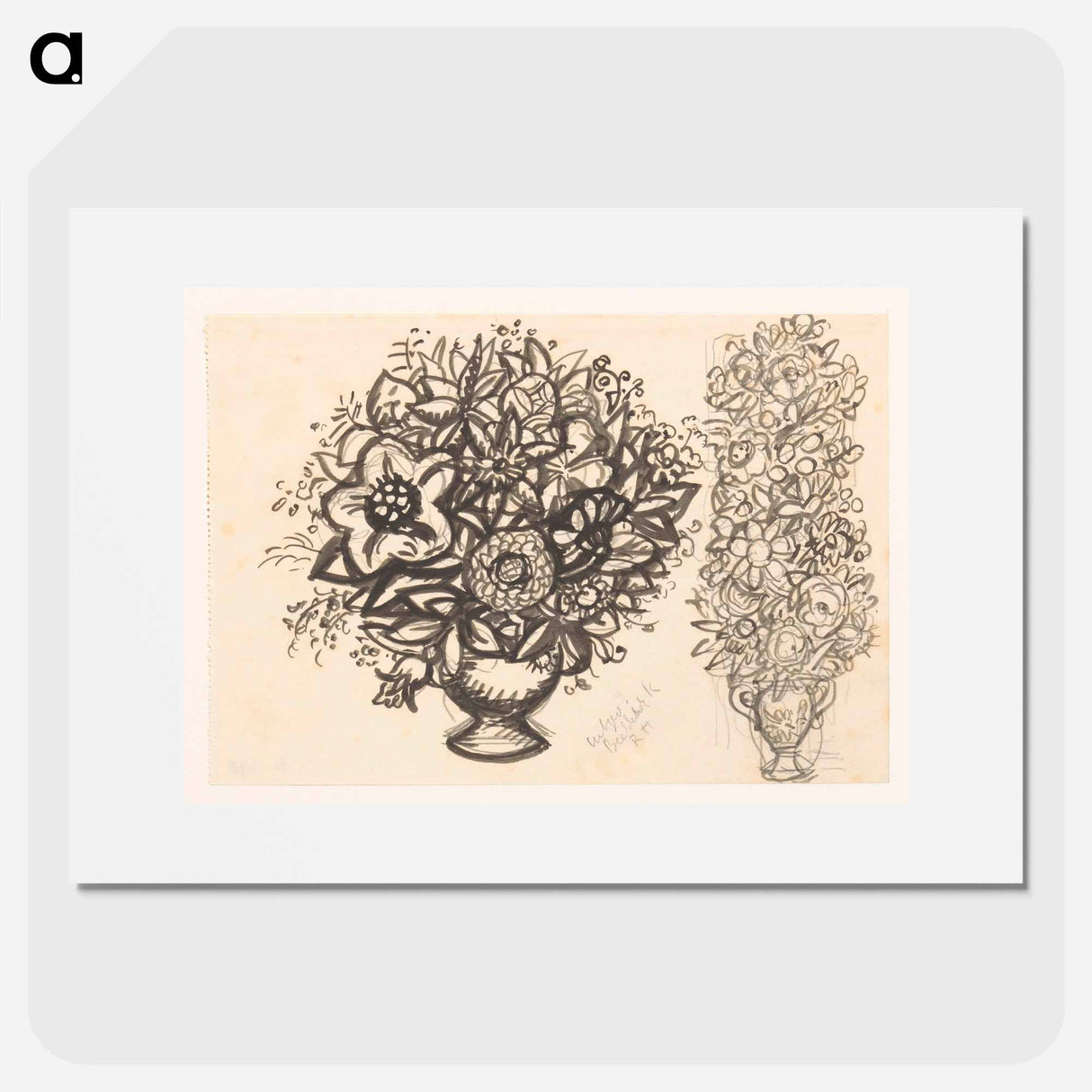 Twee studies van een vaas met bloemen - レオ ゲステル Poster.