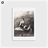 アートポストカード-The Siren Clothed In Barbs, Emerged From the Waves - オディロン ルドン Postcard.
