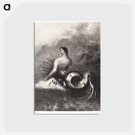アートポストカード-The Siren Clothed In Barbs, Emerged From the Waves - オディロン ルドン Postcard.