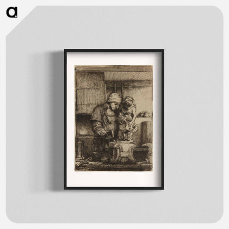 アートポスター-Rembrandt van Rijn's male figure in workshop - レンブラント ファン レイン Poster.
