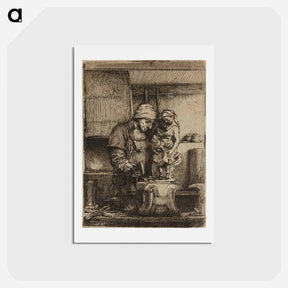 アートポストカード-Rembrandt van Rijn's male figure in workshop - レンブラント ファン レイン Postcard.