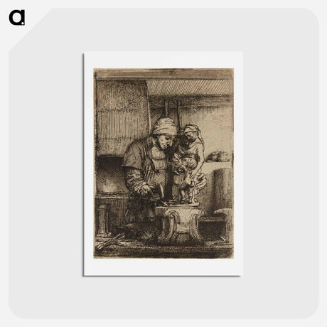 アートポストカード-Rembrandt van Rijn's male figure in workshop - レンブラント ファン レイン Postcard.