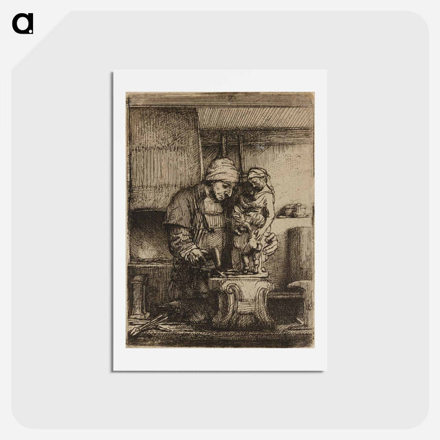 アートポストカード-Rembrandt van Rijn's male figure in workshop - レンブラント ファン レイン Postcard.