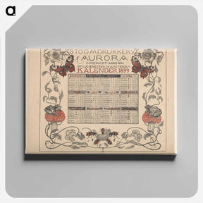 アートパネル-Kalender van het jaar 1899, met bloemen, insecten en kikkers - テオ ヴァン ホイテマ Canvas.
