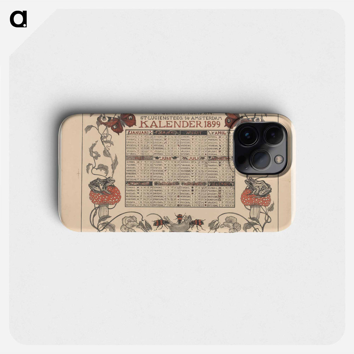 Kalender van het jaar 1899, met bloemen, insecten en kikkers - テオ ヴァン ホイテマ Phone Case.