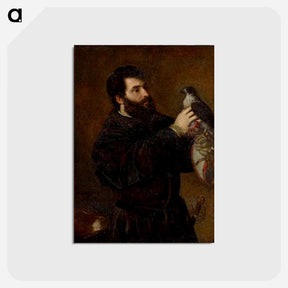 アートポストカード-Giorgio Cornaro with a Falcon - ティツィアーノ ヴェチェッリオ Postcard.