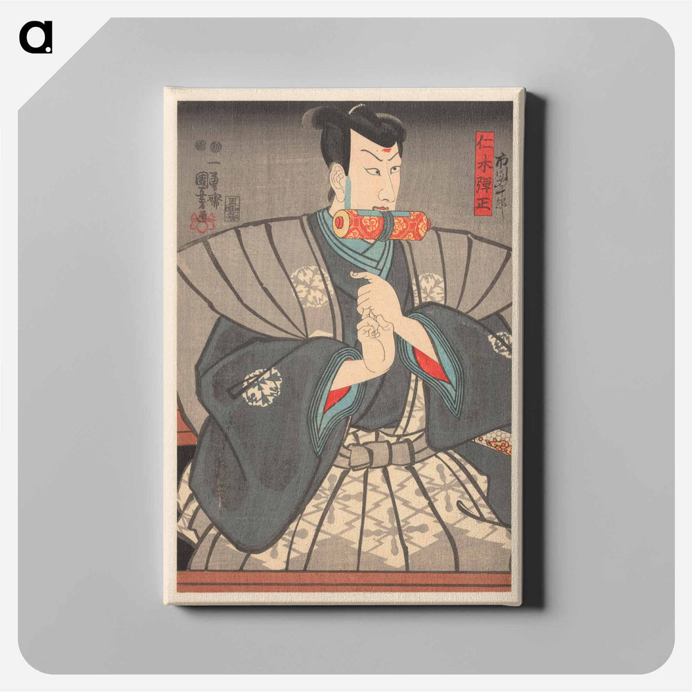 Nikki Danjô with scroll between teeth - 歌川 国芳 Canvas.