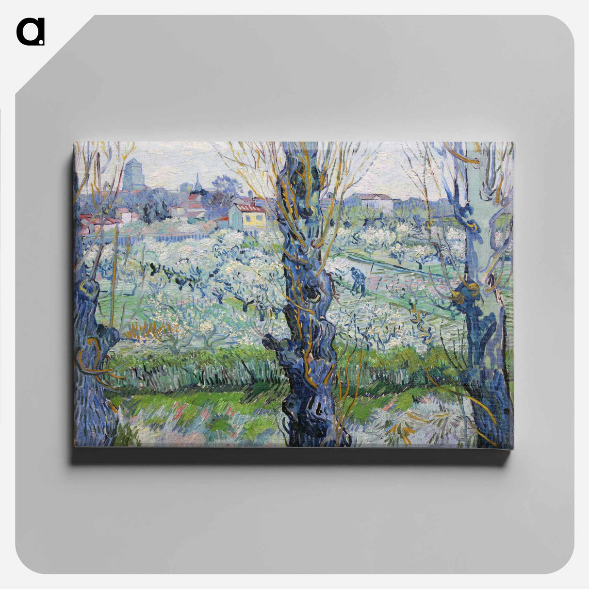 View of Arles, Flowering Orchards - フィンセント ファン ゴッホ Canvas.