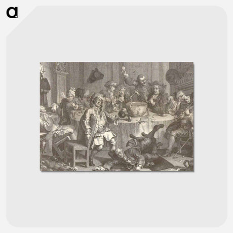 アートポストカード-A Midnight Modern Conversation - ウィリアム ホガース Postcard.