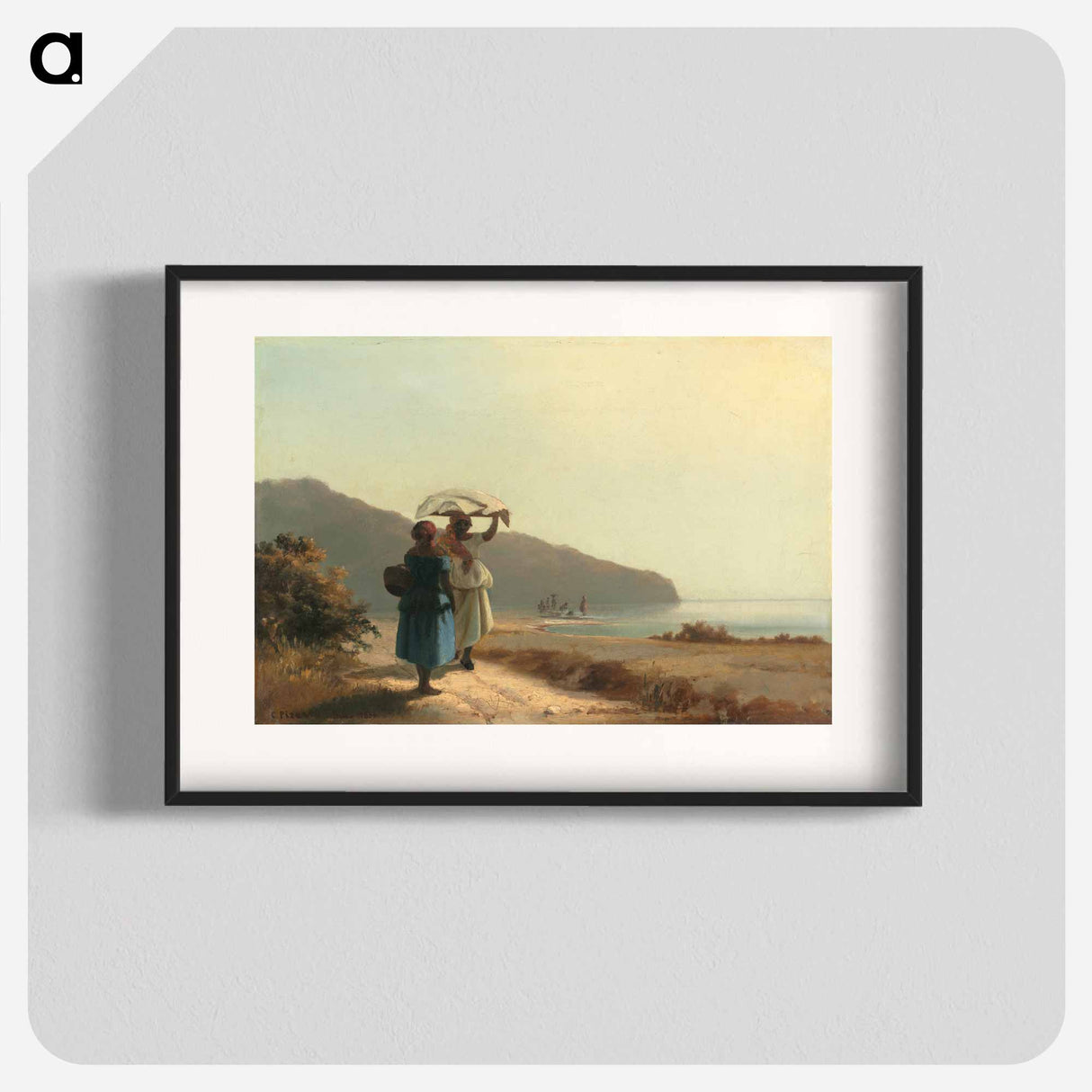 Two Women Chatting by the Sea - Camille Pissarro Poster.