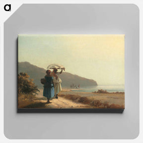 アートパネル-Two Women Chatting by the Sea - カミーユ ピサロ Canvas.