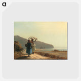 アートポストカード-Two Women Chatting by the Sea - カミーユ ピサロ Postcard.