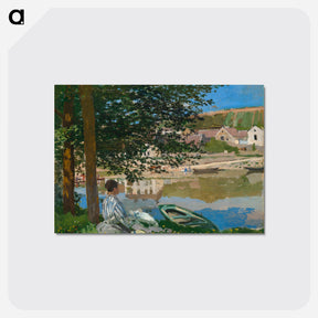 アートポストカード-On the Bank of the Seine, Bennecourt - クロード モネ Postcard.
