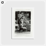 アートポストカード-Faust in his Study - ウジェーヌ ドラクロワ Postcard.