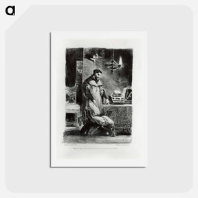 アートポストカード-Faust in his Study - ウジェーヌ ドラクロワ Postcard.