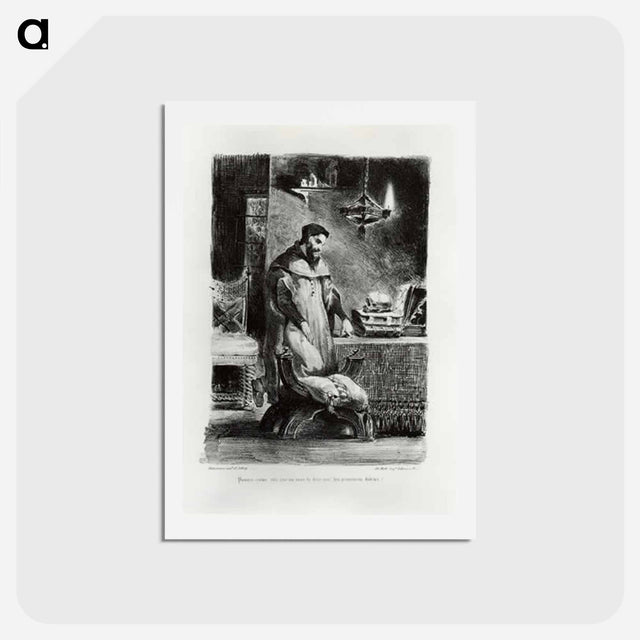 アートポストカード-Faust in his Study - ウジェーヌ ドラクロワ Postcard.