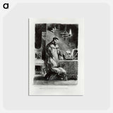 アートポストカード-Faust in his Study - ウジェーヌ ドラクロワ Postcard.